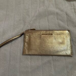 Michael Kors Gold Metallic Wristlet Pouch